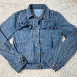 Draper James Ruffle Denim Jacket Size Small